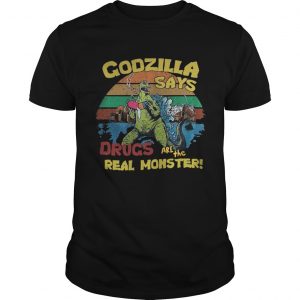 Godzilla says drugs are the real monster vintage Guys Tee