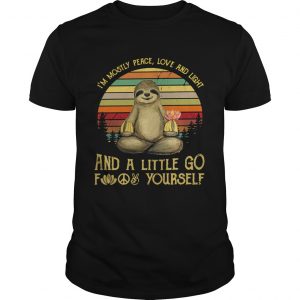 Sloth holding Buddhas hand Im mostly peace love and light retro Guys Tee