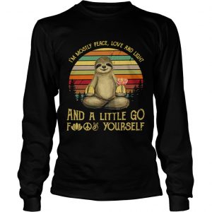 Sloth holding Buddhas hand Im mostly peace love and light retro Longsleeve Tee