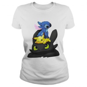 Stitch Pikachu and Toothless Ladies Tee