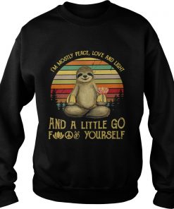 Sweater Sloth holding Buddhas hand Im mostly peace love and light retro