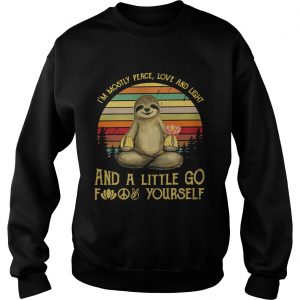 Sweater Sloth holding Buddhas hand Im mostly peace love and light retro