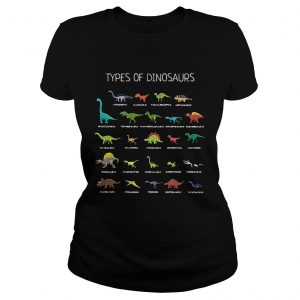 Types of dinosaurs Diplodocus Allosaurus Parasaurolophus Ankylosaurus Ladies Tee