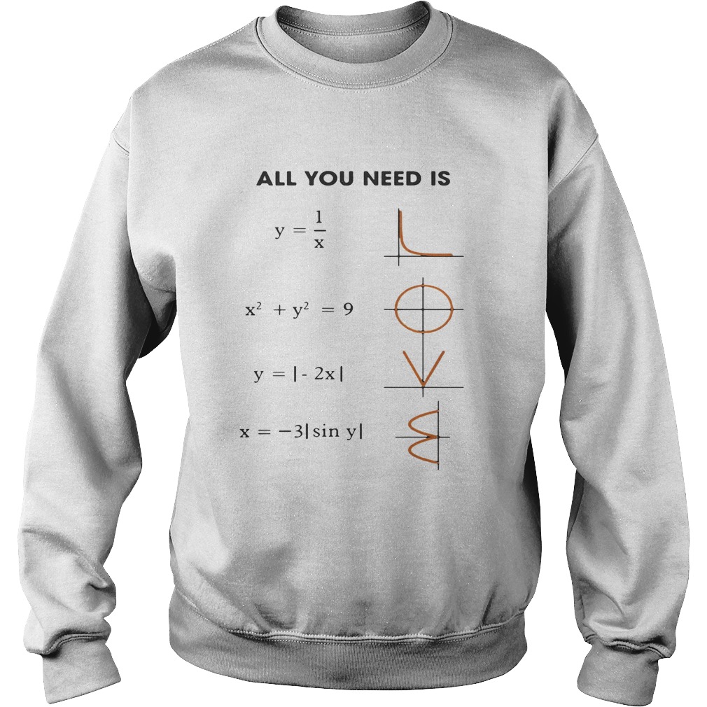 All You Need is Love Math Mens Crew Neck Sweatshirt Casual Pullover Gray