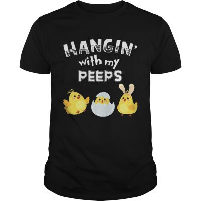 Cute Chicken Hanging With Me Peeps Happy Easter Egg Gift Guys Shirt