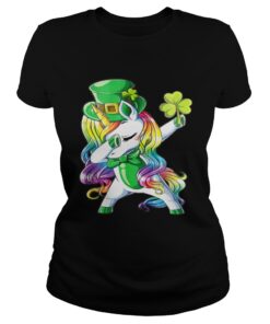 Dabbing unicorn Irish St Patricks Ladies Shirt