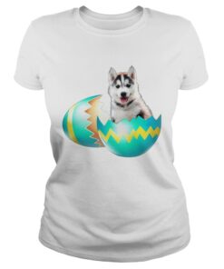 Dog Easter Cute Husky Egg Gift Ladies Shirt