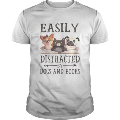 Easily Distracted By Dog And Books Guys Shirt