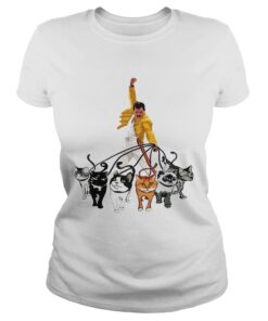Freddie Mercury With His Cat Funny Gift Ladies Shirt