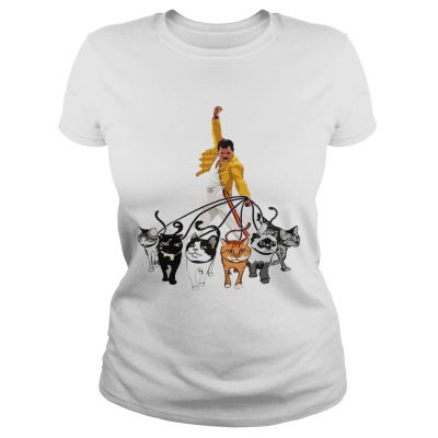 Freddie Mercury With His Cat Funny Gift Ladies Shirt