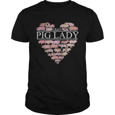Heart crazy pig lady Guys Shirt
