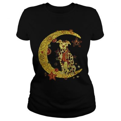 Ladies tee Pitbull sitting on the moon shirt