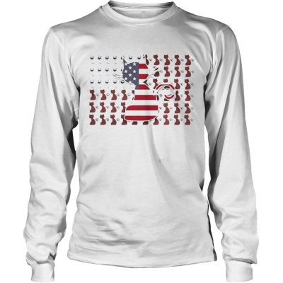 Longseleve Tee Cat and Wine American Flag shirt
