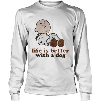 Longsleeve Tee Peanuts snoopy and charlie brown Life is better with a dog shirt