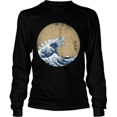 Longsleeve Tee The great wave off Kanagawa Godzilla shirt