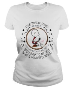 Louis Armstrong What A Wonderful World Snoopy Peanut Gift Ladies Shirt