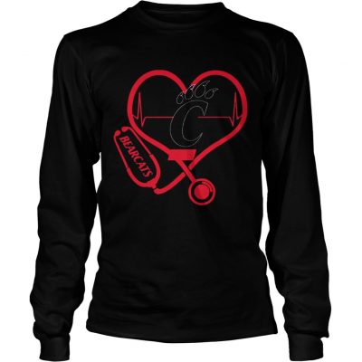 Nurse Loves Cincinnati Bearcats Heartbeat Longsleeve Shirt