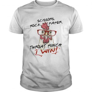 Official chicken scissors rock paper throat punch I win Guys Shirt