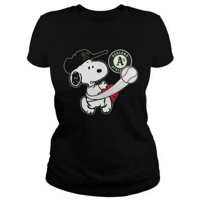 Snoopy Play Baseball For Fan Athletics Team Ladies Tee