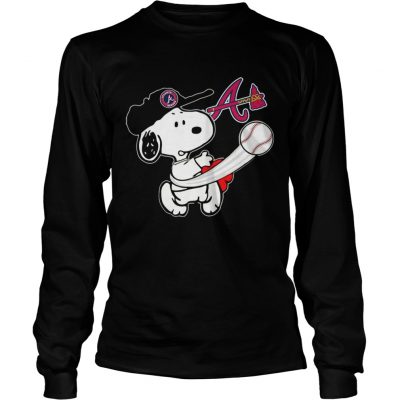 Snoopy Play Baseball TShirt For Fan Braves Team Longsleeve Tee