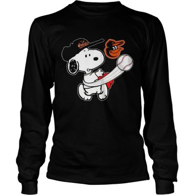 Snoopy Play Baseball TShirt For Fan Orioles Team Longsleeve Tee