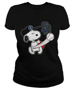 Snoopy Play Baseball TShirt For Fan Padres Team ladies Tee