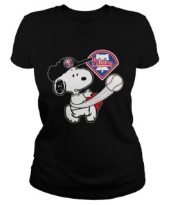 Snoopy Play Baseball TShirt For Fan Phillies Team ladies Tee