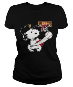 Snoopy Play Baseball TShirt For Fan Pirates Team Ladies Tee