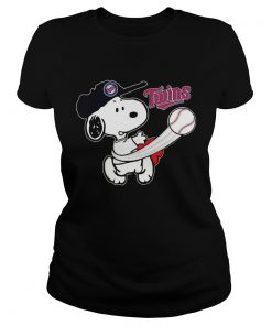 Snoopy Play Baseball TShirt For Fan Twins Team Ladies tee