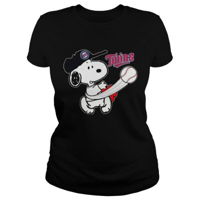 Snoopy Play Baseball TShirt For Fan Twins Team Ladies tee