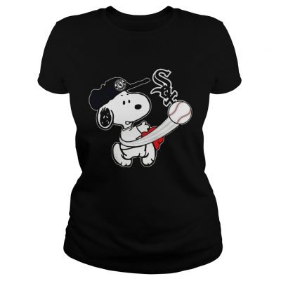 Snoopy Play Baseball TShirt For Fan White Sox Team Ladies Tee