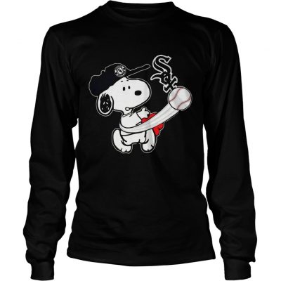 Snoopy Play Baseball TShirt For Fan White Sox Team Longsleeve Tee