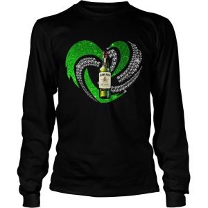 St Patricks Day Shamrock Irish Jameson Love Wine Heart Bling Longsleeve Shirt