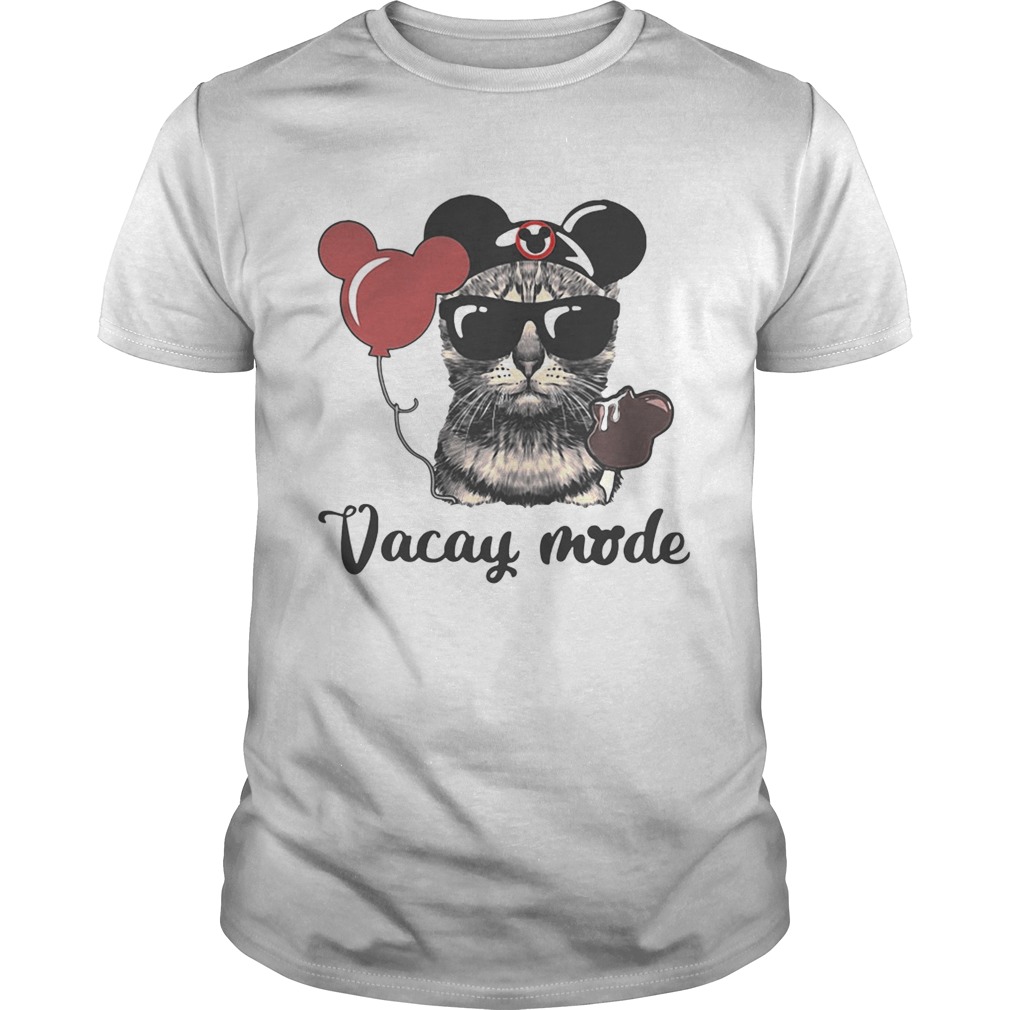 Cat with Mickey Mouse ears vacay mode tshirt