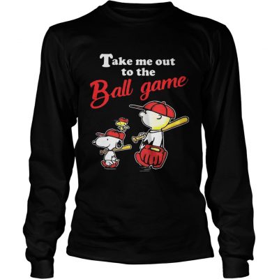 Charlie Brown Snoopy And Woodstock Take Me Out To The Ball Game Longsleeve Tee