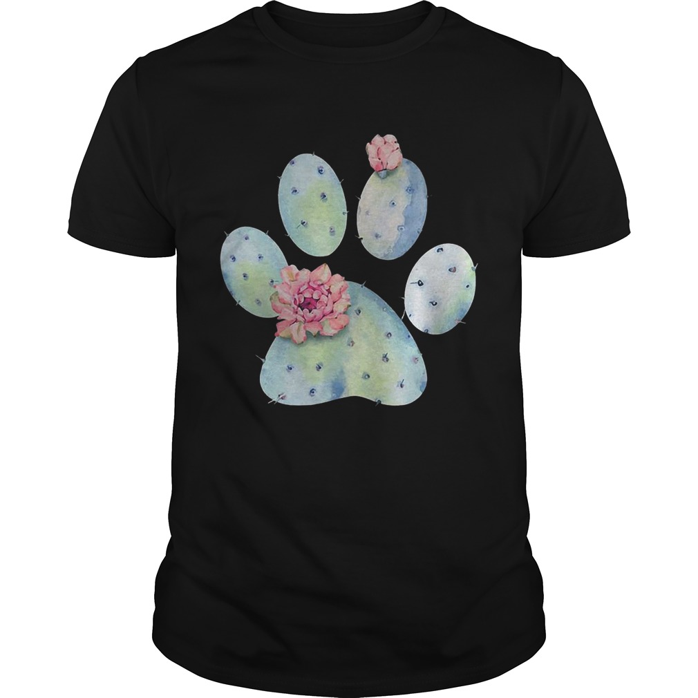 Dog paws cactus and flowers tshirt