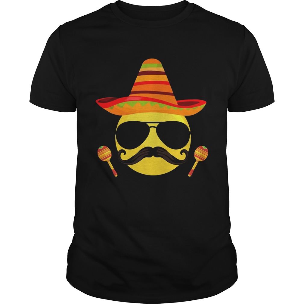 Emoji sombrero cool sunglasses cinco de mayo tshirt