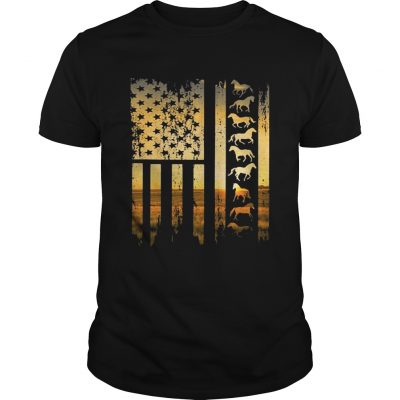 Horse flag america sunset Unisex Shirt