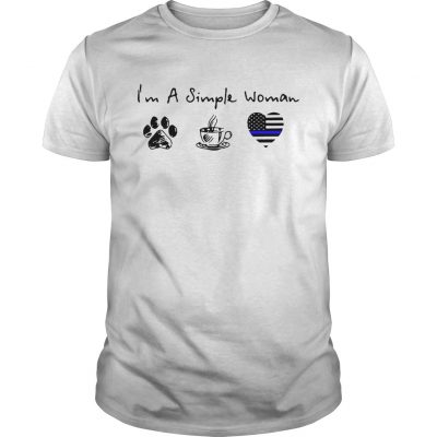 Im a simple woman I love dog coffee and Thin blue line Heart Police Unisex Shirt