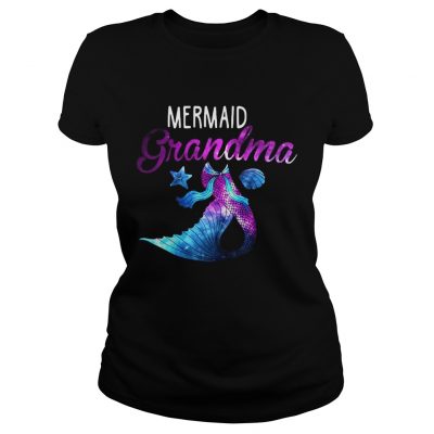 Mermaid Grandma Squad Birthday Party Colorful Ladies Tee