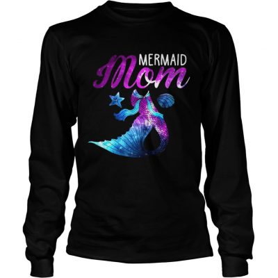 Mermaid Mom Squad Birthday Party Colorful Longsleeve Tee