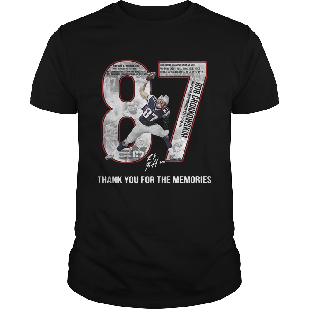 Rob Gronkowski 2010 2018 thank you for the memories tshirt