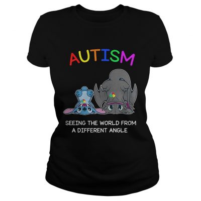 Stitch and Toothless Autism seeing the world from a different angle Ladies Tee