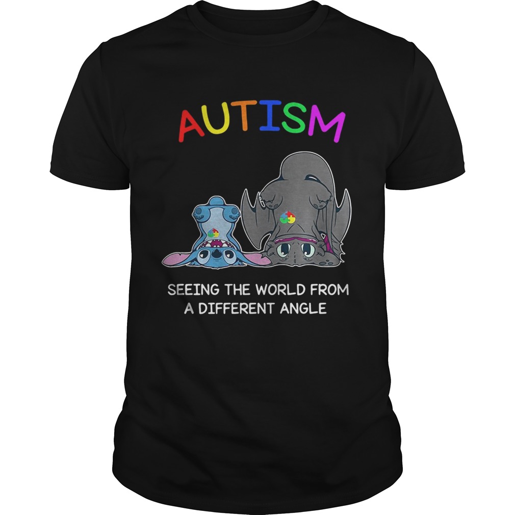 Stitch and Toothless Autism seeing the world from a different angle tshirt