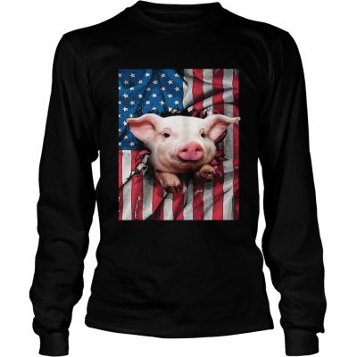 American Flag Pig Longsleeve Tee