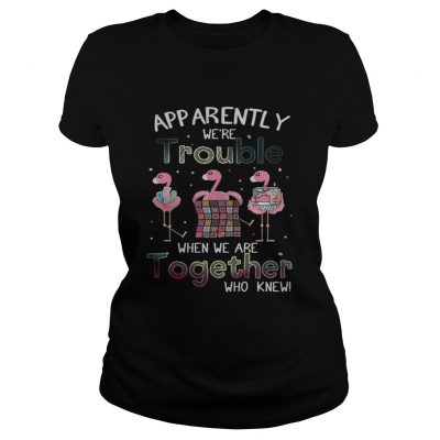 Apparently were trouble when we are together flamingo quilting ladies Tee