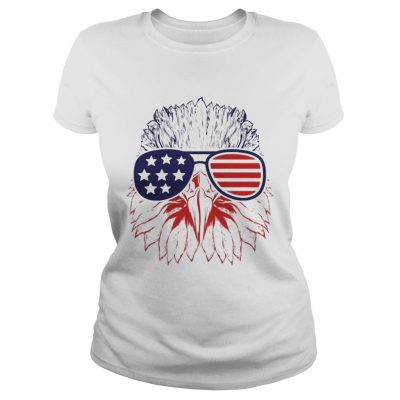 Bald Eagle American Flag Aviator Glasses Ladies Tee