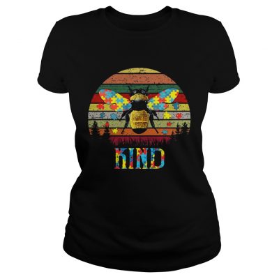 Bee Kind Autism Awareness vintage sunset Ladies Tee