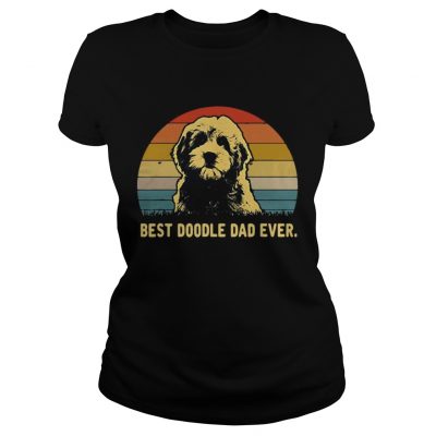 Best Doodle Dad Ever vintage sunset Ladies Tee