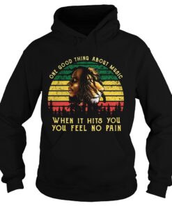 Bob Marley Iron Lion Zion one good thing about music when it hits you you feel no pain retro Hoodie